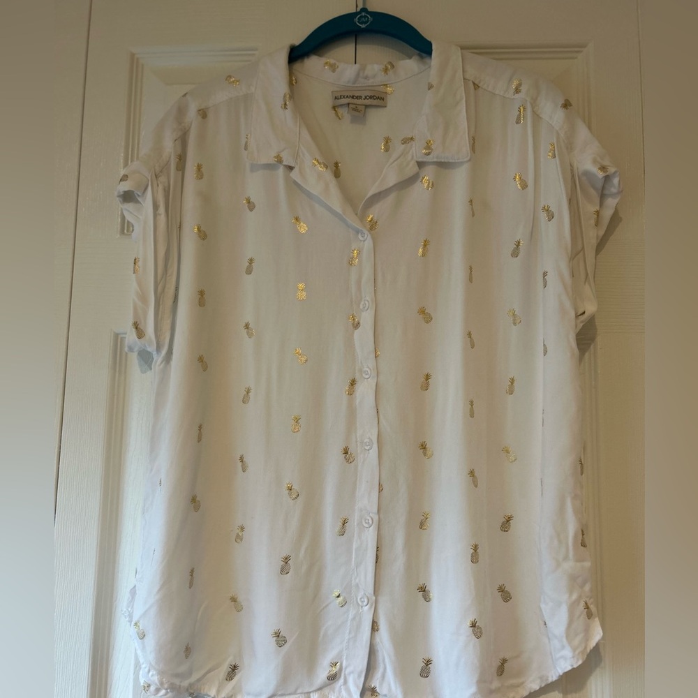 Alexander Jones pineapple blouse size Large